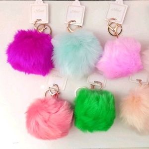 Super Cute Colorful Fuzzy Ball Keychains